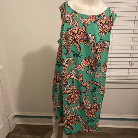 Roz & Ali Kelly Green/Pink Paisley sleeveless dress, size 18 - Picture 1 of 5